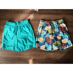 2 pair Mens S bright swim trunks